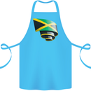 Curled Jamaican Flag Jamaica Day Football Cotton Apron 100% Organic Turquoise
