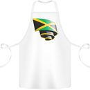 Curled Jamaican Flag Jamaica Day Football Cotton Apron 100% Organic White