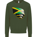 Curled Jamaican Flag Jamaica Day Football Kids Sweatshirt Jumper Forest Green