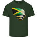 Curled Jamaican Flag Jamaica Day Football Mens Cotton T-Shirt Tee Top Forest Green