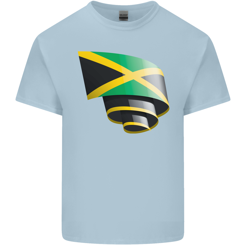 Curled Jamaican Flag Jamaica Day Football Mens Cotton T-Shirt Tee Top Light Blue