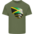 Curled Jamaican Flag Jamaica Day Football Mens Cotton T-Shirt Tee Top Military Green