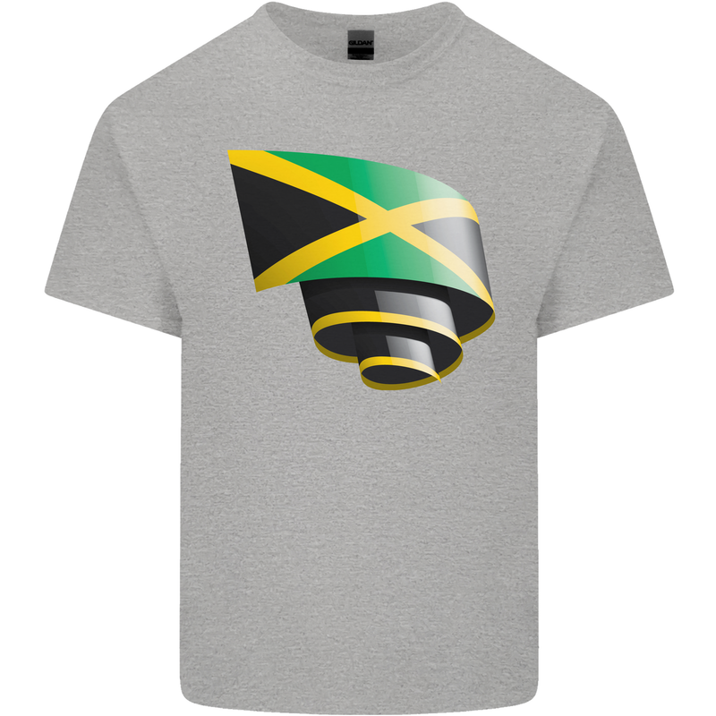 Curled Jamaican Flag Jamaica Day Football Mens Cotton T-Shirt Tee Top Sports Grey
