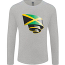 Curled Jamaican Flag Jamaica Day Football Mens Long Sleeve T-Shirt Sports Grey
