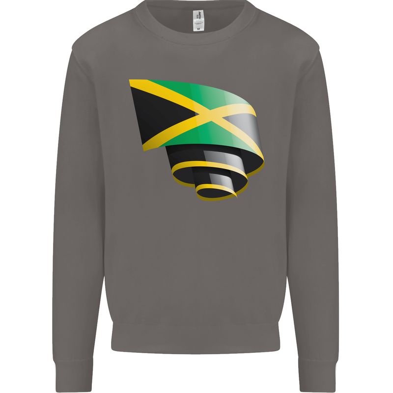 Curled Jamaican Flag Jamaica Day Football Mens Sweatshirt Jumper Charcoal