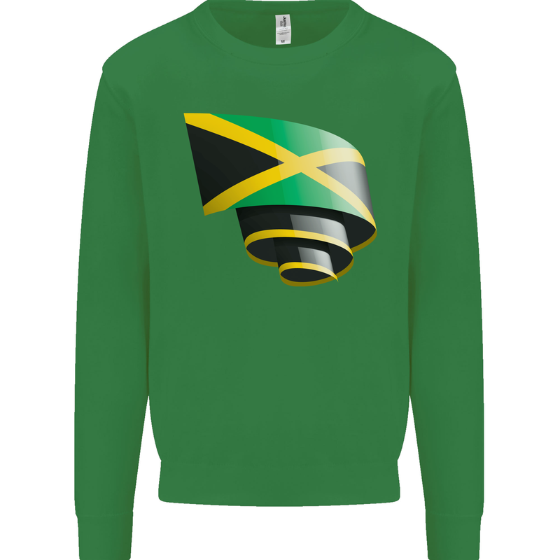Curled Jamaican Flag Jamaica Day Football Mens Sweatshirt Jumper Irish Green