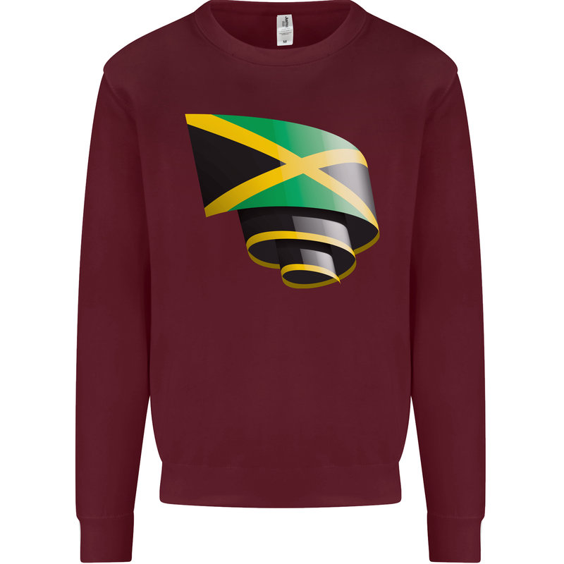 Curled Jamaican Flag Jamaica Day Football Mens Sweatshirt Jumper Maroon