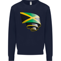 Curled Jamaican Flag Jamaica Day Football Mens Sweatshirt Jumper Navy Blue