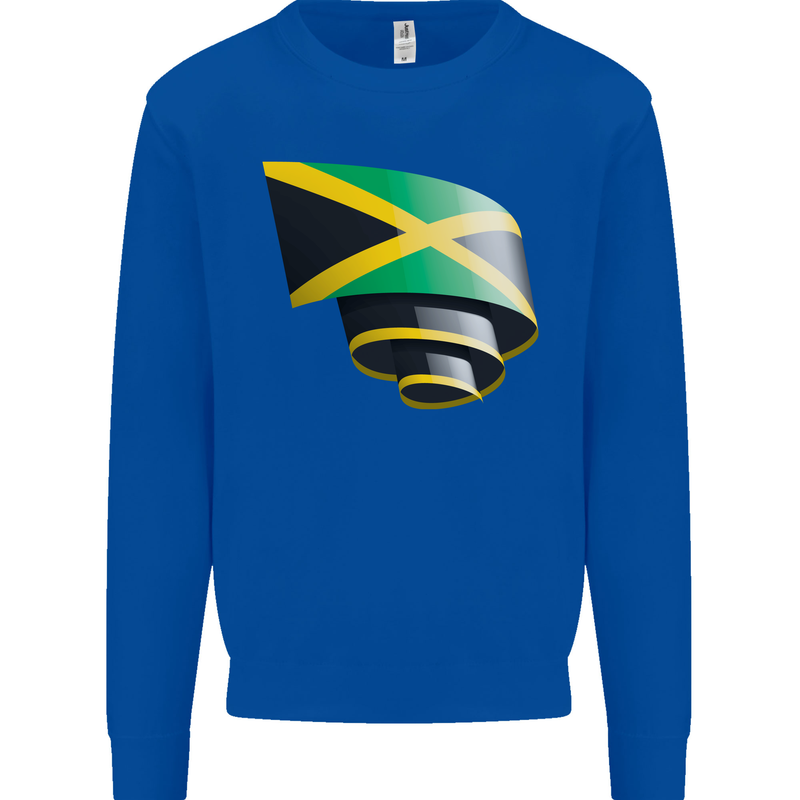 Curled Jamaican Flag Jamaica Day Football Mens Sweatshirt Jumper Royal Blue