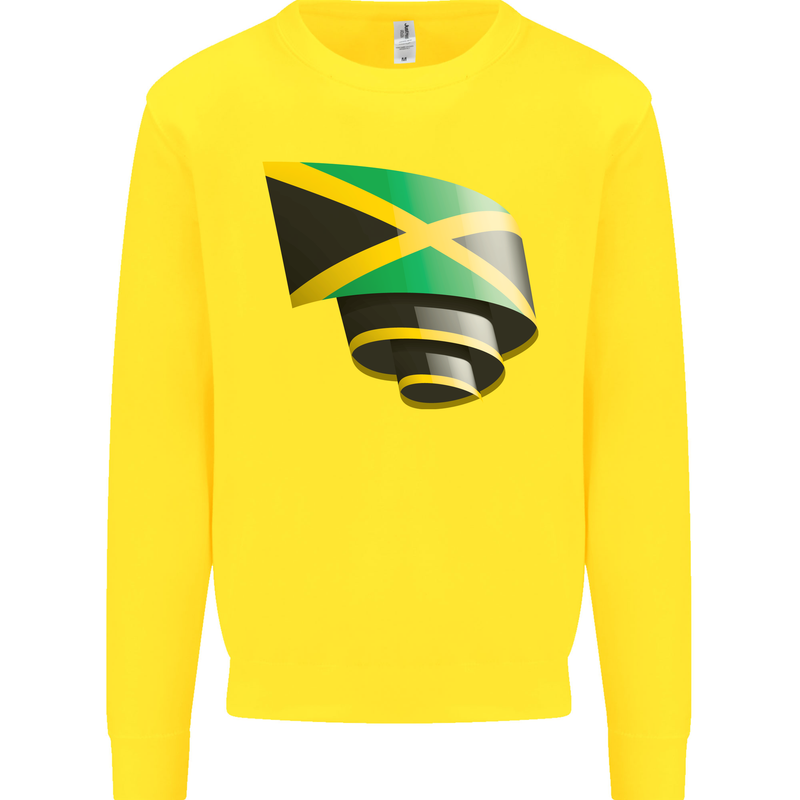 Curled Jamaican Flag Jamaica Day Football Mens Sweatshirt Jumper Yellow