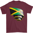 Curled Jamaican Flag Jamaica Day Football Mens T-Shirt 100% Cotton Maroon