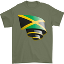 Curled Jamaican Flag Jamaica Day Football Mens T-Shirt 100% Cotton Military Green