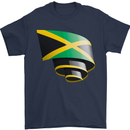 Curled Jamaican Flag Jamaica Day Football Mens T-Shirt 100% Cotton Navy Blue