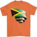 Curled Jamaican Flag Jamaica Day Football Mens T-Shirt 100% Cotton Orange