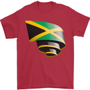Curled Jamaican Flag Jamaica Day Football Mens T-Shirt 100% Cotton Red