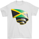 Curled Jamaican Flag Jamaica Day Football Mens T-Shirt 100% Cotton White