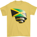 Curled Jamaican Flag Jamaica Day Football Mens T-Shirt 100% Cotton Yellow