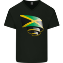Curled Jamaican Flag Jamaica Day Football Mens V-Neck Cotton T-Shirt Black