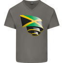 Curled Jamaican Flag Jamaica Day Football Mens V-Neck Cotton T-Shirt Charcoal