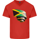 Curled Jamaican Flag Jamaica Day Football Mens V-Neck Cotton T-Shirt Red