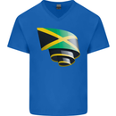 Curled Jamaican Flag Jamaica Day Football Mens V-Neck Cotton T-Shirt Royal Blue