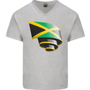 Curled Jamaican Flag Jamaica Day Football Mens V-Neck Cotton T-Shirt Sports Grey
