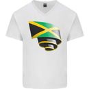 Curled Jamaican Flag Jamaica Day Football Mens V-Neck Cotton T-Shirt White