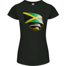 Curled Jamaican Flag Jamaica Day Football Womens Petite Cut T-Shirt Black