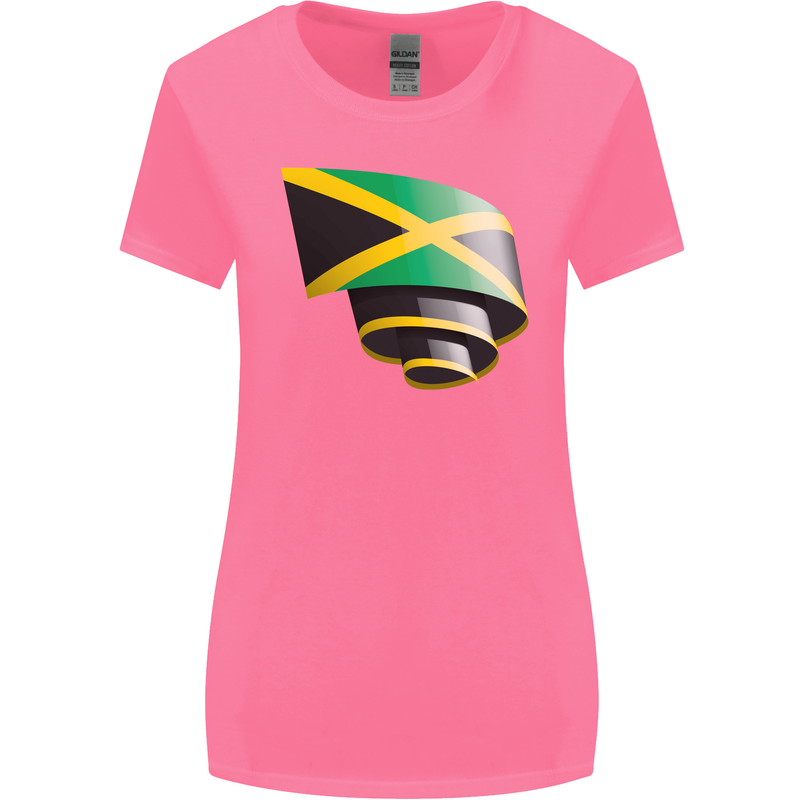 Curled Jamaican Flag Jamaica Day Football Womens Wider Cut T-Shirt Azalea