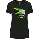 Curled Jamaican Flag Jamaica Day Football Womens Wider Cut T-Shirt Black