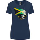 Curled Jamaican Flag Jamaica Day Football Womens Wider Cut T-Shirt Navy Blue