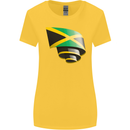 Curled Jamaican Flag Jamaica Day Football Womens Wider Cut T-Shirt Yellow