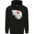 Curled Japan Flag Japanese Day Football Childrens Kids Hoodie Black