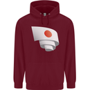 Curled Japan Flag Japanese Day Football Childrens Kids Hoodie Maroon