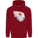 Curled Japan Flag Japanese Day Football Childrens Kids Hoodie Red