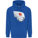 Curled Japan Flag Japanese Day Football Childrens Kids Hoodie Royal Blue