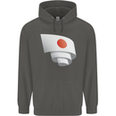 Curled Japan Flag Japanese Day Football Childrens Kids Hoodie Storm Grey