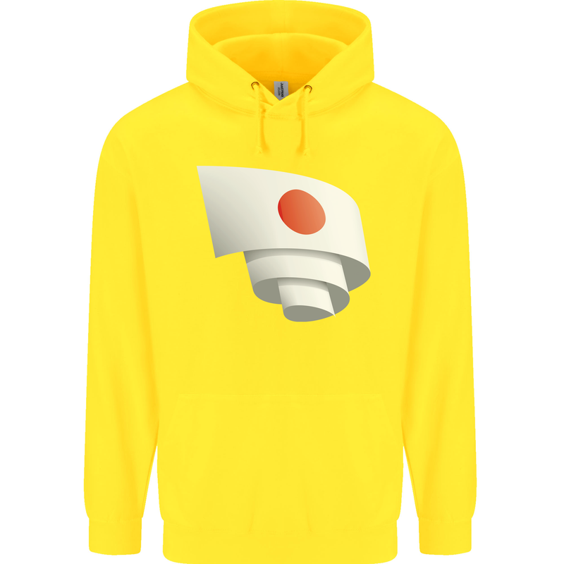 Curled Japan Flag Japanese Day Football Childrens Kids Hoodie Yellow