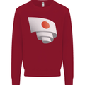 Curled Japan Flag Japanese Day Football Kids Sweatshirt Jumper Red