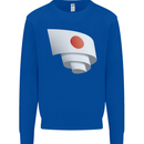 Curled Japan Flag Japanese Day Football Kids Sweatshirt Jumper Royal Blue
