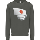 Curled Japan Flag Japanese Day Football Kids Sweatshirt Jumper Storm Grey
