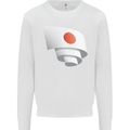 Curled Japan Flag Japanese Day Football Kids Sweatshirt Jumper White