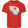 Curled Japan Flag Japanese Day Football Kids T-Shirt Childrens Red