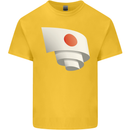 Curled Japan Flag Japanese Day Football Kids T-Shirt Childrens Yellow