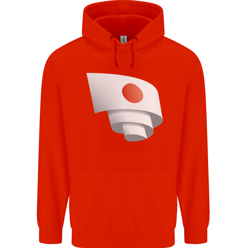 Curled Japan Flag Japanese Day Football Mens 80% Cotton Hoodie Bright Red