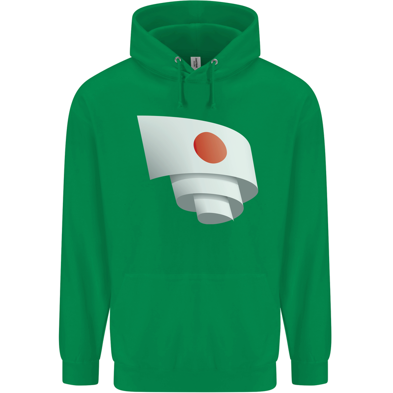Curled Japan Flag Japanese Day Football Mens 80% Cotton Hoodie Irish Green