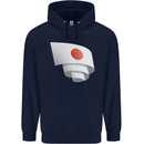 Curled Japan Flag Japanese Day Football Mens 80% Cotton Hoodie Navy Blue