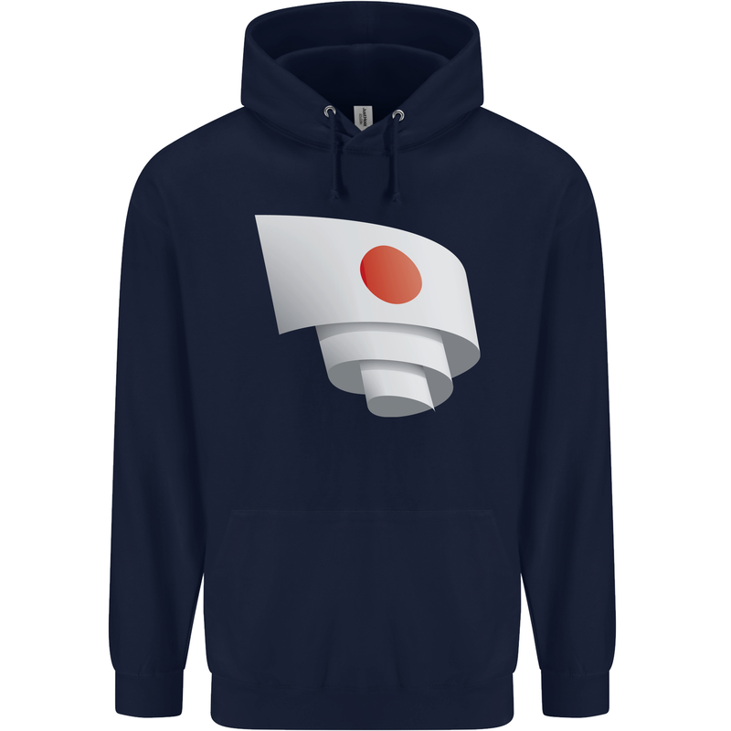 Curled Japan Flag Japanese Day Football Mens 80% Cotton Hoodie Navy Blue