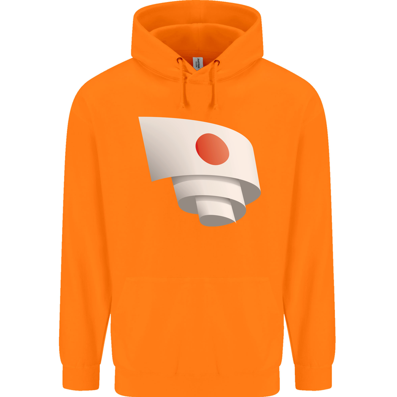 Curled Japan Flag Japanese Day Football Mens 80% Cotton Hoodie Orange