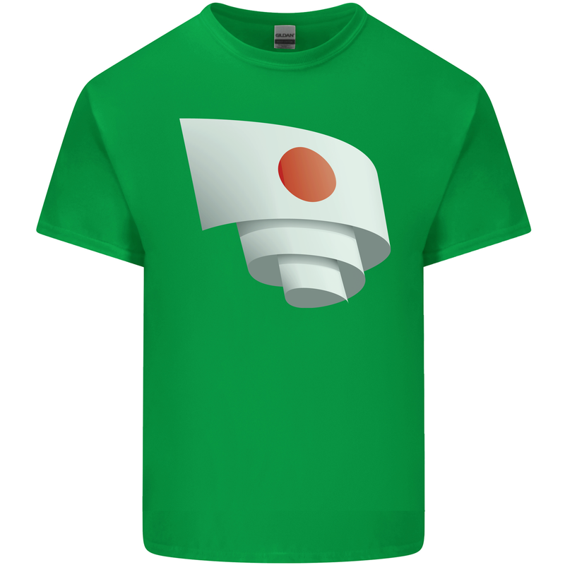 Curled Japan Flag Japanese Day Football Mens Cotton T-Shirt Tee Top Irish Green